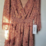 Mimi Chica Ladies  Floral Print Mini Dress w/Ruffled Shirt, Sheer Sleeves Size M Photo 0