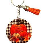 Grateful And Blessed Pumpkin Keychain With Orange Tassel New Photo 0