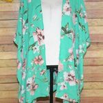 Eleven Oaks Mint Green & Pink Floral Open Front Poncho Cardigan Kimono Ladies M Size M Photo 0