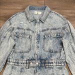 We The Free Free People Chain of Command Pleated Blue Mini Dress Size Large Photo 3