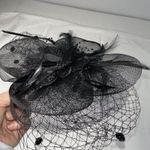 Black Feather Mesh Fascinator Veil Hat Clip Band Wedding Tea Cocktail Party Black Photo 5