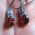 Simulated Red Diamond Stainless Steel Lever Back Earrings Photo 8