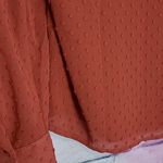 J. CREW FACTORY CLIP DOT RUFFLE BUTTON UP SHIRT SPLIT V NECK LINED DEEP ORANGE M Size M Photo 7