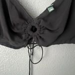 Wild Fable  Size XL Black Flutter Sleeve O-Ring Tie-Front Crop Top Photo 2