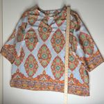 Cynthia Rowley Cynthia‎ Rowley Paisley Tunic Top Size 2X Multicolor V-Neck Boho Lightweight Photo 6