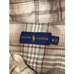 Polo Ralph Lauren Flannel Shirt Top Women Medium Beige Brown Plaid Pony Preppy Tan Size 8 Photo 4