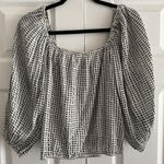 Lucy Paris  Womens Medium White Polka Dot Blouse Puff Sleeve Milkmaid NEW Lux Photo 0