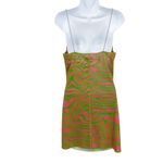 NEW Maisie Wilen Mesh Slip Mini Dress Chain Strap Pink Green Psychedelic Print Photo 3