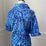 NOS Vintage 70s Psychedelic Print Polyester Tunic Haband Top L Blue Size L Photo 8