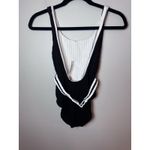 Black & White Solid & Striped Reversible Black White One Piece With Belt Sz XS NWT $198 Photo 5