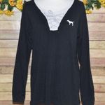 Victoria's Secret Pink Victoria Secret Size S Long Sleeve Shirt Drawstring V-Neck Dog Logo Casual Photo 0