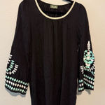 Maude  Black Tunic with White and Green Embroidery Photo 0