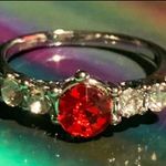 Boutique July Ruby Red Ring Sterling Silver Shine Bedazzled Gemstone Tiara Crystal Y2K Photo 6