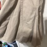 Utility Beige Denim Skirt Midi Vintage Y2K sz 18 fringe hem flare long Western Tan Photo 3