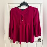 Tommy Hilfiger  Womens Pintuck Chiffon Blouse Wineberry Pink Size XL Photo 1