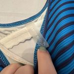 Lands' End  Womens Size 8 Blue Two Tone Striped Swimsuit Underwire‎ Built In Bra Photo 3