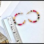 Multi color beaded semi hoop earrings Photo 3