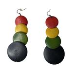 Wooden Circle Drop Earrings Rasta Inspired Boho Drop u Black Photo 4