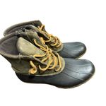 Sperry Top Sider Duck Boots Women Olive Green Waterproof Lace Up Ankle Boots Brown Size 8 Photo 1