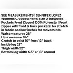 Jennifer Lopez  Womens Cropped Pants Size 0 Turquoise Pockets Front Zipper Photo 9