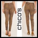 Chico's CHICO’S Faux-Suede Ultimate Fit Worn Luggage‎ Slim Fit Brown Pants Size 0 S/4 Photo 1