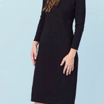 SONNET JAMES Reese Black Textured Dress Size Small Waffle Knit Midi Long Sleeves Photo 0