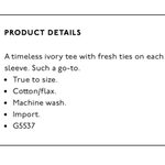 Madewell 🔵 Sale 3/$25 NEW TIE LONG SLEEVE TEE SHIRT TOP IVORY CREAM TOP XXS Photo 8