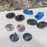 Lot Of 5 Colorful Pierced Costume Earrings Plastic Blue Purple Etc Photo 8