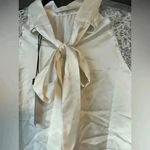 NWT Nicole Miller Satin Shirt with Lace Detail Size M A56 White Size M Photo 4