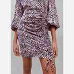 Maje Cinched Mini Dress Pink Leopard Animal Print Size 38 Medium Photo 5