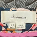 Elevenses Anthropologie  Floral Tansy Ruffle Pants Size 4 Black Satin‎ Wide Leg Photo 3