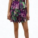 Roccoco Sand Aerin Pleated Cutout Chiffon Mini Dress Womens Medium Purple Photo 0