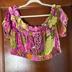 Unique Vintage EUC 3X 20  1970s Pink Yellow Floral Ruffle Crop Top Photo 1