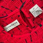 Vintage Ruched Dress Abstract Pattern‎ Ruffled Waist Long Sleeves 90s Mom Style Red Size 10 Photo 2