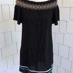 MIKEN SWIM Women's Navy Blue Off Shoulder Smocked Neckline Swim Cover Photo 0