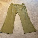 CAbi  Linen Iridescent Olive Green Sailor Button Detail Wide Leg Pants Size 10 Photo 0