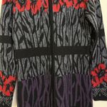 Icelandic Designs Cardigan Sweater Womens Small Wool Floral Gray Full Zip Knit * Photo 2