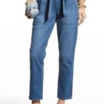 Veronica Beard Logan Slim Straight Extra High Rise Jeans Cornflower Wash Sz 23 Photo 2