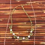 Monet Vintage  Gold Necklace with Green and White Stones 16”-18” Photo 2