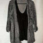 AGB Black and White Animal Patterned Cardigan with built in blouse Size 3X Photo 0