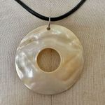 Abalone circle pendant necklace on cord Photo 1