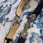 Brighton Vintage Leather Crocodile Embossed Silvertone Heart Buckle Sz M EUC Photo 2