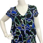 Chico's  Travelers Blue Black Midi Dress Women Size 0 4/6 Jersey Waist Band Dress Photo 1