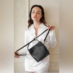 AOTA | Croc Embossed Top Handle Bucket Bag W/ Crossbody | $188 | NWT Black Photo 5