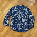 Mango Printed Quilted Cotton Jacket Floral print Blue White Sz M/L Photo 9