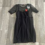potter's pot  Size Small Black Mesh Floral Embroidered Dress Photo 2
