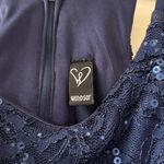 Windsor  Formal Long Blue Sequin Navy Dress Photo 4