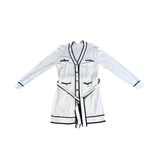 NWOT Aaron & Amber White Cardigan with Black Trim and Belt Women size Large Photo 10