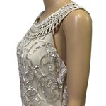 Jessica Howard Champagne Ribbon Floral Overlay Sleeveless Cocktail Dress Size 10 Photo 2