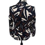 Cache  Blazer Jacket Small Abstract Print Fitted Side Laced‎ Up Brown Black Ivory Photo 7